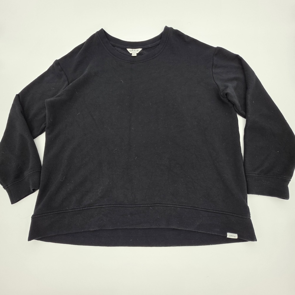 Orvis Sweater Mens L Pullover Black Golf Outdoors Sweatshirt Lightweight
